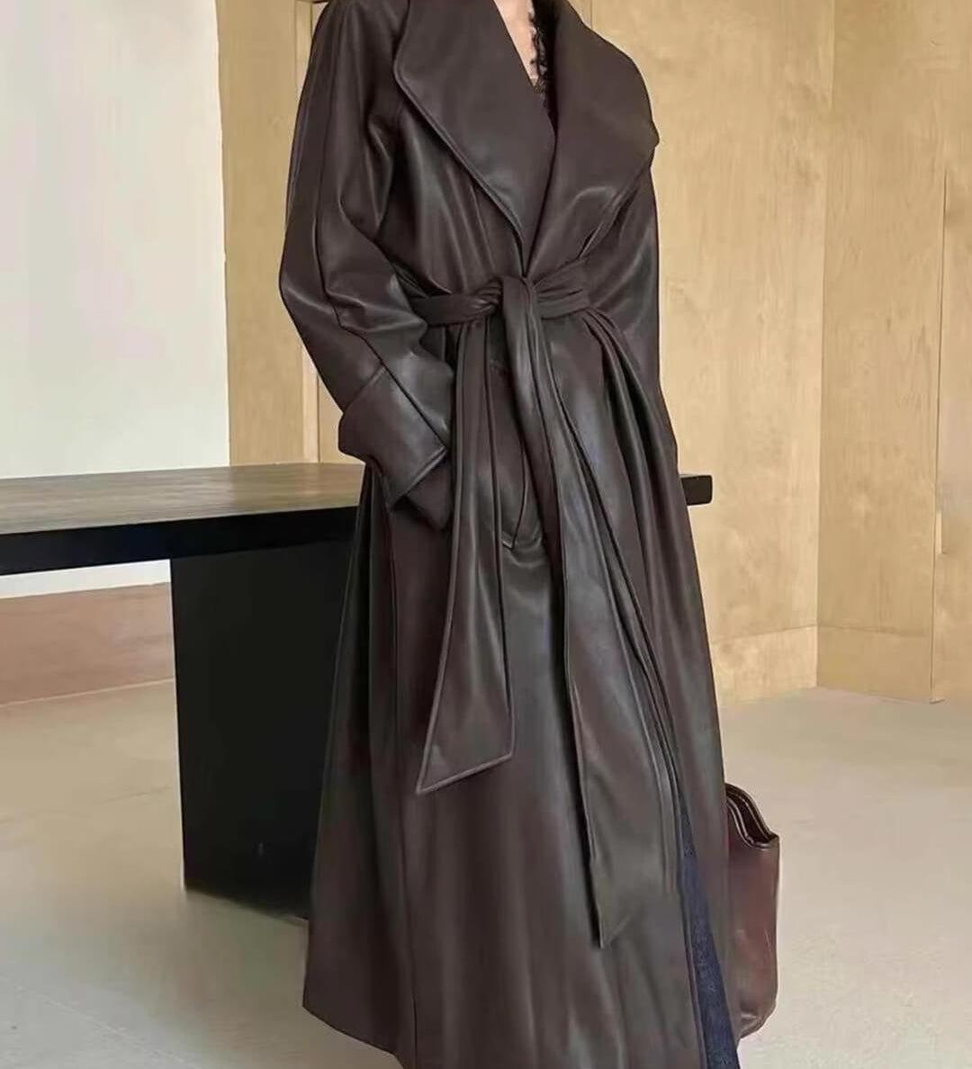 Shiela Műbőr Maxi Trench Kabát