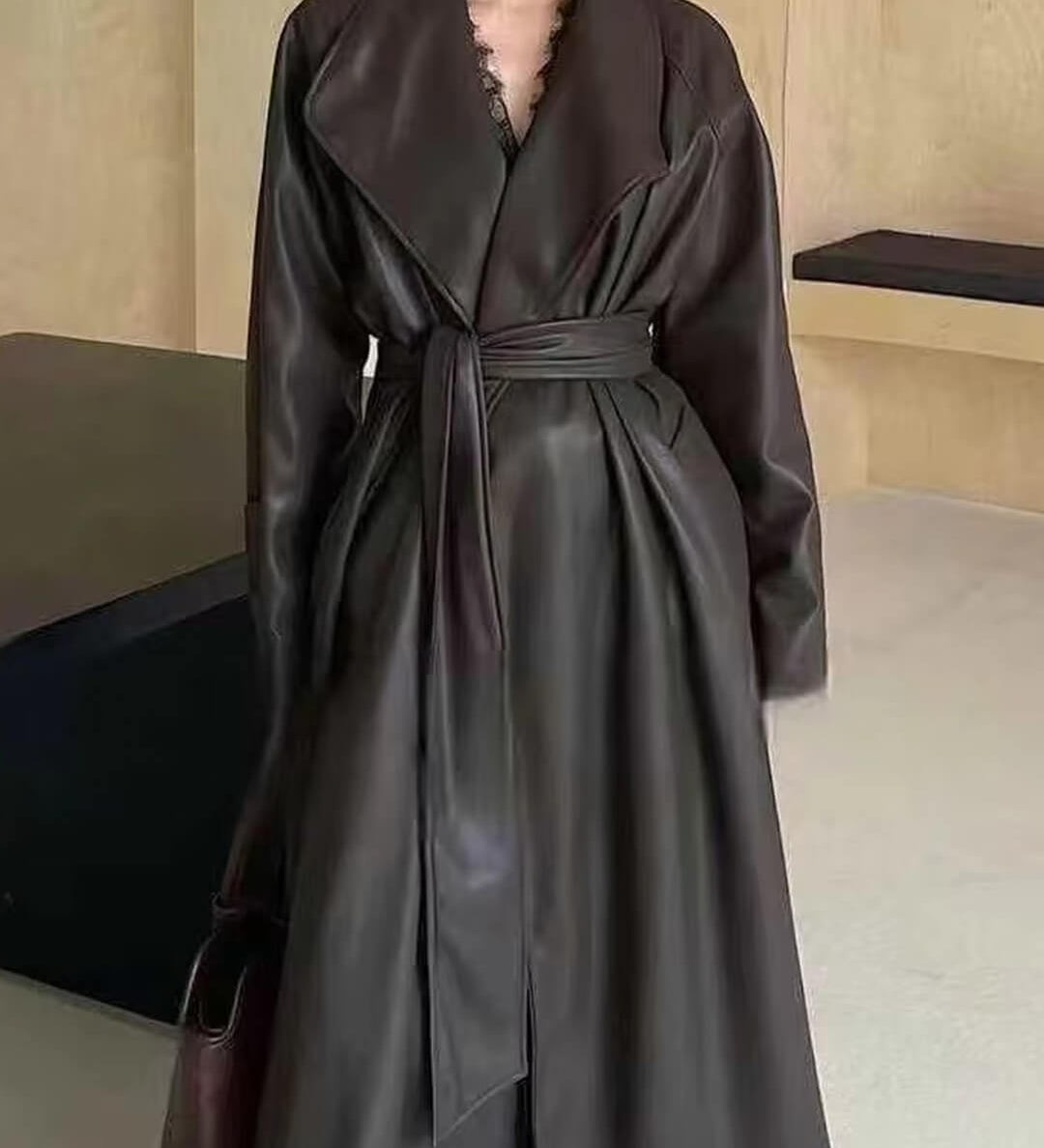 Shiela Műbőr Maxi Trench Kabát