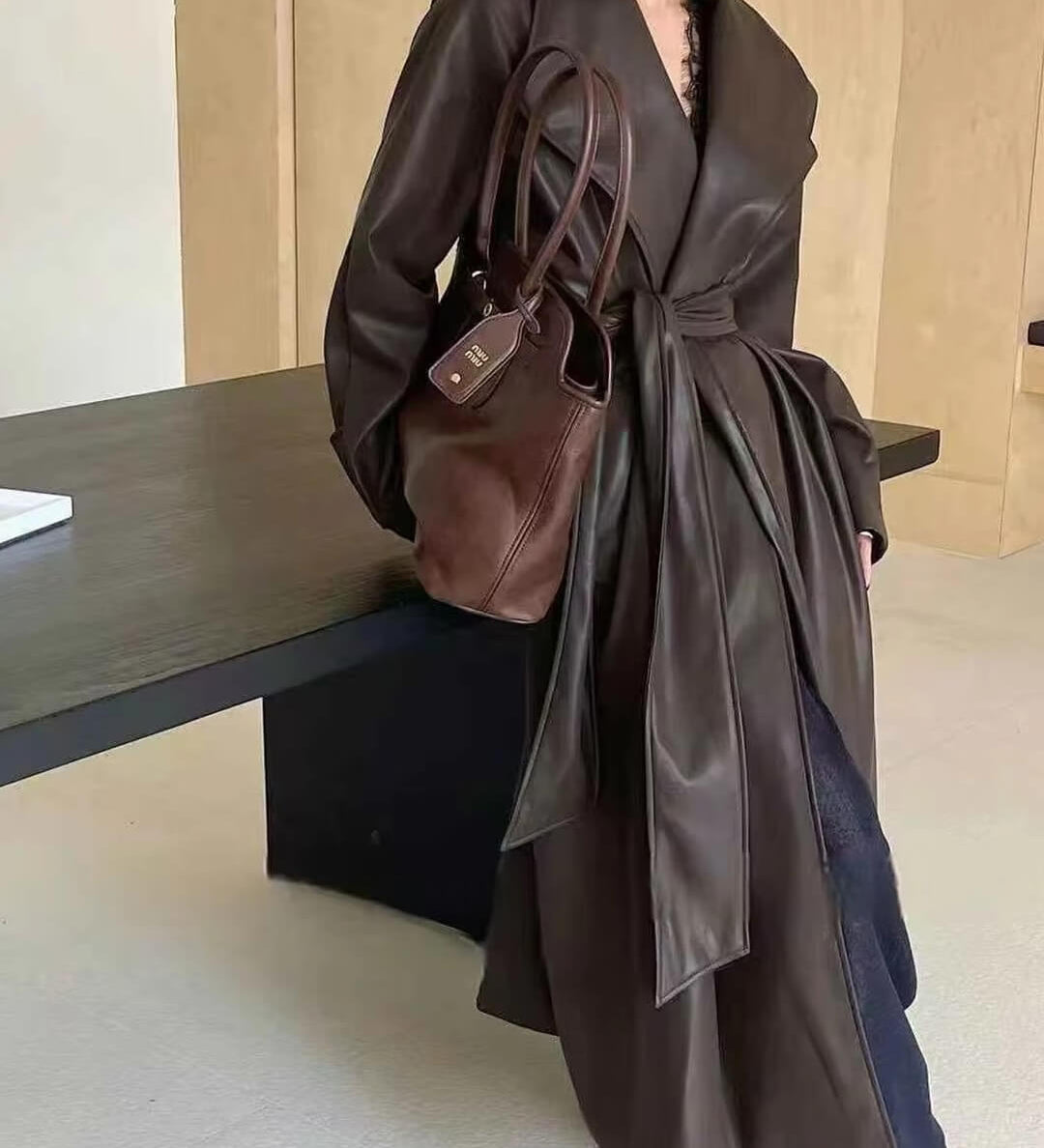 Shiela Műbőr Maxi Trench Kabát
